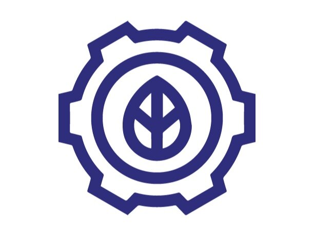 Logo featuring a gear and a leaf, symbolizing the integration of technology and sustainability in engineering and environmental initiatives.